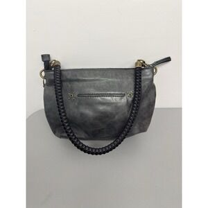 THE SAK Black Leather SHOULDER BAG‎ Purse Braided Handle BOHO Sack Tote Strap #5
